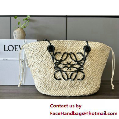 Loewe Small Anagram Basket bag in iraca palm and calfskin Natural/Black 2025