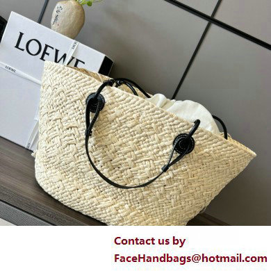 Loewe Small Anagram Basket bag in iraca palm and calfskin Natural/Black 2025