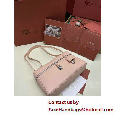 Loro Piana Extra Bag L27 with New lock charms in Grained Calfskin Light Pink 2025