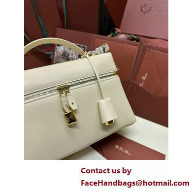 Loro Piana Extra Bag L27 with New lock charms in Smooth Calfskin White 2025