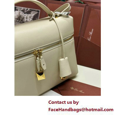 Loro Piana Extra Bag L27 with New lock charms in Smooth Calfskin White 2025