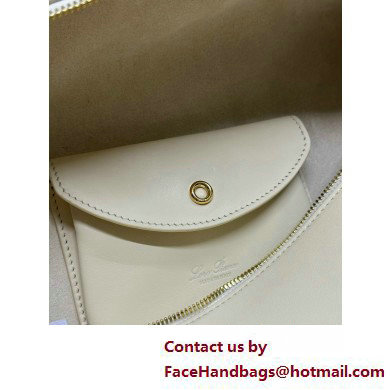 Loro Piana Extra Bag L27 with New lock charms in Smooth Calfskin White 2025