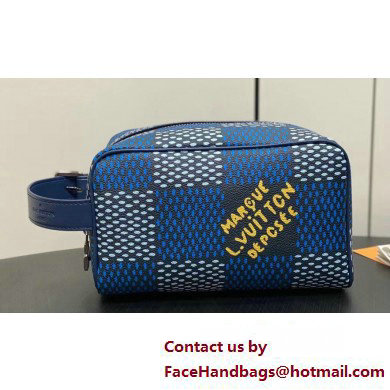 Louis Vuitton Damier Heritage canvas Locker Dopp Kit Bag N40747 Blue 2025