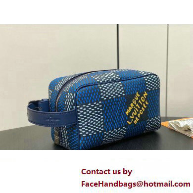 Louis Vuitton Damier Heritage canvas Locker Dopp Kit Bag N40747 Blue 2025