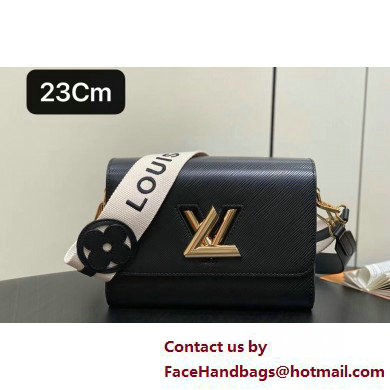 Louis Vuitton Epi leather Twist MM Bag M24765 Black with textile handle and Monogram Flowers 2025