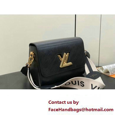 Louis Vuitton Epi leather Twist MM Bag M24765 Black with textile handle and Monogram Flowers 2025