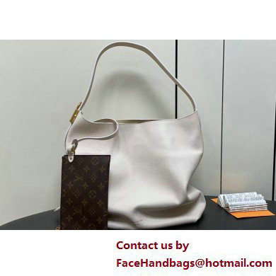 Louis Vuitton Grained calfskin Low Key Hobo MM Bag M25022 Limestone Gray 2025