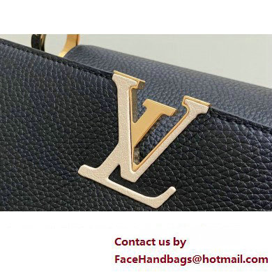 Louis Vuitton Lovelock chain Taurillon leather Capucines MM Bag Black 2025