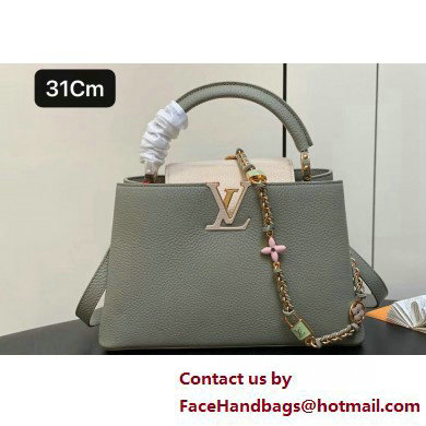 Louis Vuitton Lovelock chain Taurillon leather Capucines MM Bag Dusty Green 2025