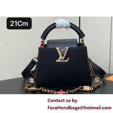 Louis Vuitton Lovelock chain Taurillon leather Capucines Mini Bag M23951 Black 2025