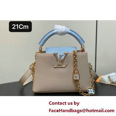 Louis Vuitton Lovelock chain Taurillon leather Capucines Mini Bag M23951 Creamy 2025 - Click Image to Close