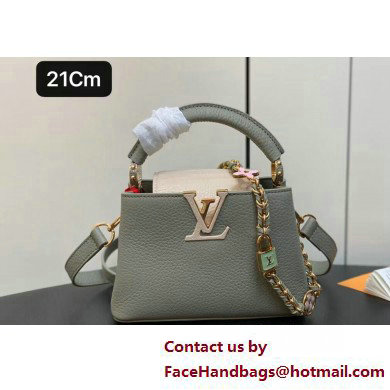 Louis Vuitton Lovelock chain Taurillon leather Capucines Mini Bag M23951 Dusty Green 2025