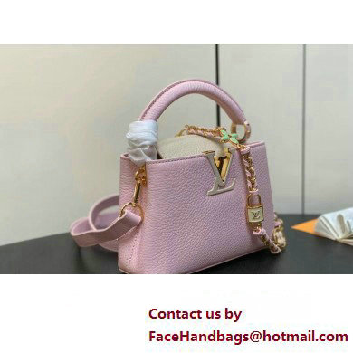 Louis Vuitton Lovelock chain Taurillon leather Capucines Mini Bag M23951 Pink 2025 - Click Image to Close