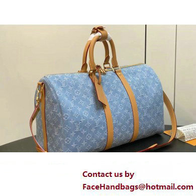 Louis Vuitton Monogram Denim Keepall Bandouliere 45 Bag M25334 LV By The Pool Sky Blue 2025