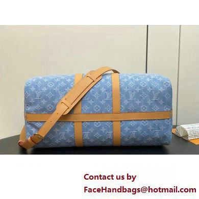 Louis Vuitton Monogram Denim Keepall Bandouliere 45 Bag M25334 LV By The Pool Sky Blue 2025