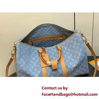 Louis Vuitton Monogram Denim Keepall Bandouliere 45 Bag M25334 LV By The Pool Sky Blue 2025