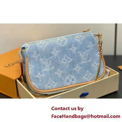 Louis Vuitton Monogram Denim Mini Pochette Accessoires Bag M82960 LV By The Pool Sky Blue 2025 - Click Image to Close