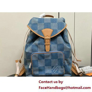 Louis Vuitton Monogram Denim Montsouris Backpack Bag New LV Remix N40708 Blue 2025