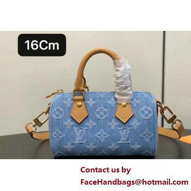 Louis Vuitton Monogram Denim Nano Speedy Bag M11212 Sky Blue 2025 - Click Image to Close