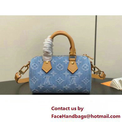 Louis Vuitton Monogram Denim Nano Speedy Bag M11212 Sky Blue 2025