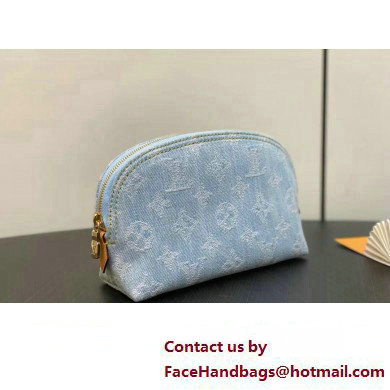 Louis Vuitton Monogram Denim Pochette Cosmetique PM Bag M83616 LV By The Pool Sky Blue 2025