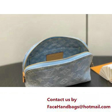 Louis Vuitton Monogram Denim Pochette Cosmetique PM Bag M83616 LV By The Pool Sky Blue 2025