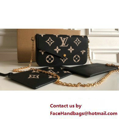 Louis Vuitton Monogram Empreinte leather Felicie Pochette Bag M82479 Black / Beige