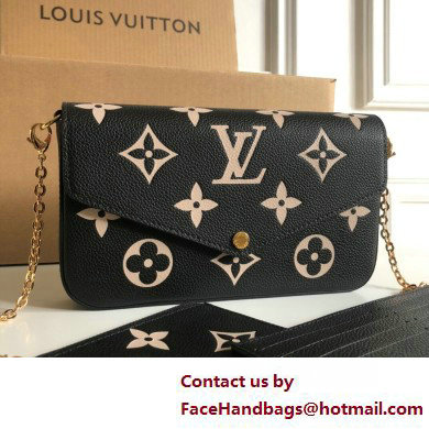 Louis Vuitton Monogram Empreinte leather Felicie Pochette Bag M82479 Black / Beige