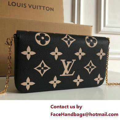 Louis Vuitton Monogram Empreinte leather Felicie Pochette Bag M82479 Black / Beige