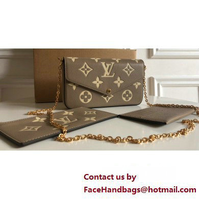 Louis Vuitton Monogram Empreinte leather Felicie Pochette Bag M82610 Tourterelle Gray / Cream