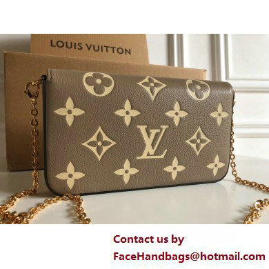 Louis Vuitton Monogram Empreinte leather Felicie Pochette Bag M82610 Tourterelle Gray / Cream