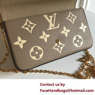 Louis Vuitton Monogram Empreinte leather Felicie Pochette Bag M82610 Tourterelle Gray / Cream