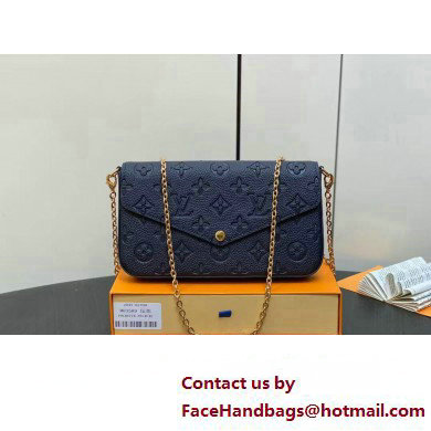 Louis Vuitton Monogram Empreinte leather Felicie Pochette Bag M83589 Navy Blue 2025