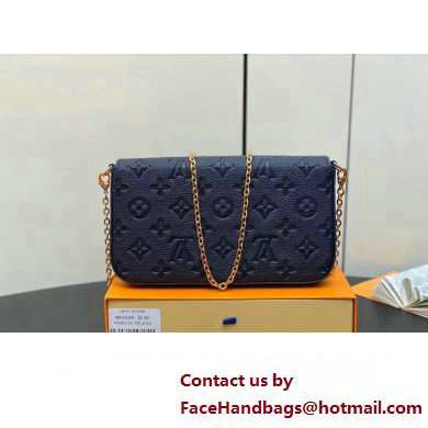 Louis Vuitton Monogram Empreinte leather Felicie Pochette Bag M83589 Navy Blue 2025