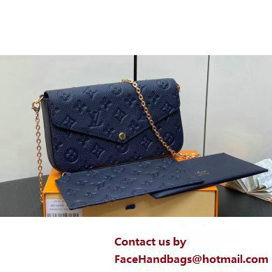 Louis Vuitton Monogram Empreinte leather Felicie Pochette Bag M83589 Navy Blue 2025