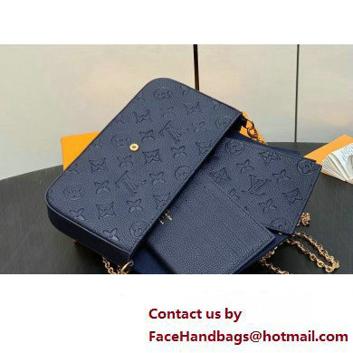 Louis Vuitton Monogram Empreinte leather Felicie Pochette Bag M83589 Navy Blue 2025