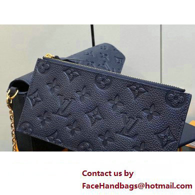 Louis Vuitton Monogram Empreinte leather Felicie Pochette Bag M83589 Navy Blue 2025