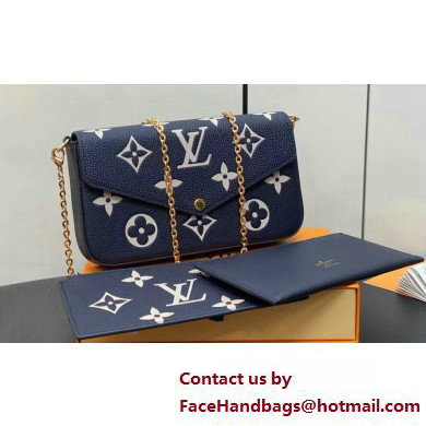 Louis Vuitton Monogram Empreinte leather Felicie Pochette Bag Navy Blue/Cream 2025