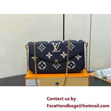 Louis Vuitton Monogram Empreinte leather Felicie Pochette Bag Navy Blue/Cream 2025