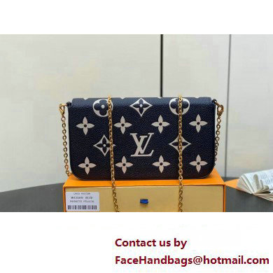 Louis Vuitton Monogram Empreinte leather Felicie Pochette Bag Navy Blue/Cream 2025