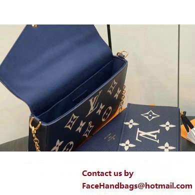 Louis Vuitton Monogram Empreinte leather Felicie Pochette Bag Navy Blue/Cream 2025