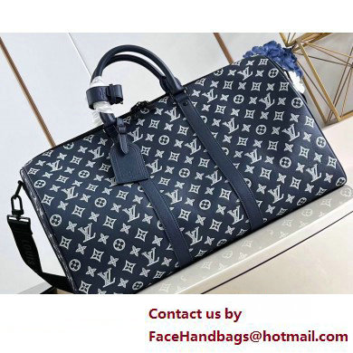 Louis Vuitton Monogram Shadow leather Keepall Bandouliere 50 Bag M24953 Ink Blue 2025