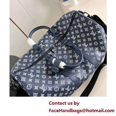 Louis Vuitton Monogram Shadow leather Keepall Bandouliere 50 Bag M24953 Ink Blue 2025