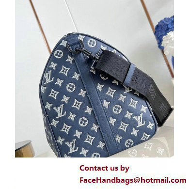 Louis Vuitton Monogram Shadow leather Keepall Bandouliere 50 Bag M24953 Ink Blue 2025