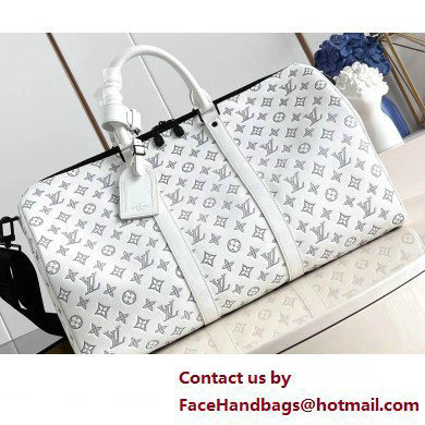 Louis Vuitton Monogram Shadow leather Keepall Bandouliere 50 Bag M24954 White 2025