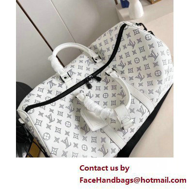 Louis Vuitton Monogram Shadow leather Keepall Bandouliere 50 Bag M24954 White 2025