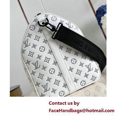 Louis Vuitton Monogram Shadow leather Keepall Bandouliere 50 Bag M24954 White 2025