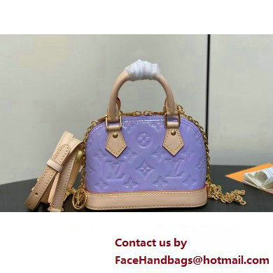 Louis Vuitton Monogram Vernis leather Nano Alma Bag New LV Remix M82974 Glossy Lilac 2025