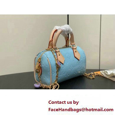 Louis Vuitton Monogram Vernis leather Nano Speedy Bag New LV Remix M83000 Sky Blue 2025