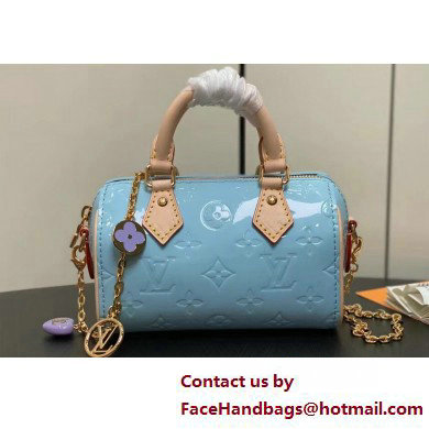 Louis Vuitton Monogram Vernis leather Nano Speedy Bag New LV Remix M83000 Sky Blue 2025